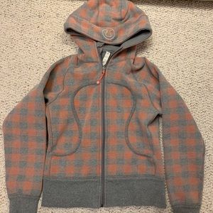 Orange and Grey Plaid Lululemon Scuba Hoodie